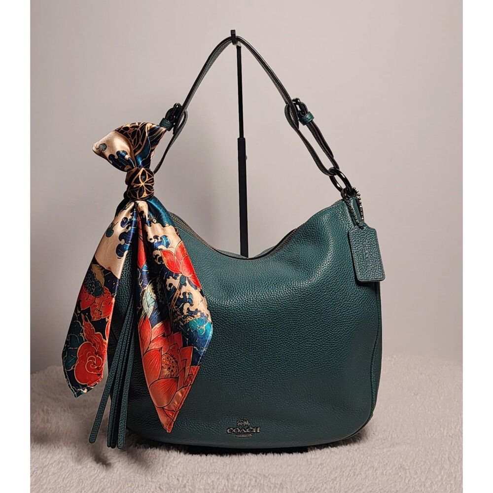 Coach Sutton Hobo 35593 Pine Green Pebble Leather Shoulder Bag HTF